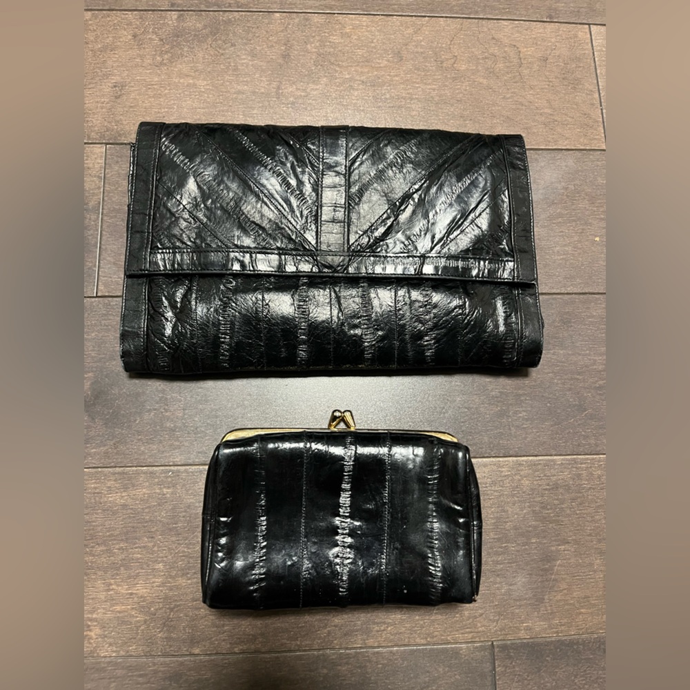 Eel skin purse plus make up pouch